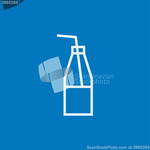 Image of Glass bottle with drinking straw line icon.