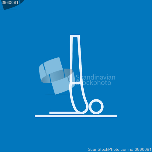 Image of Man practicing yoga line icon.