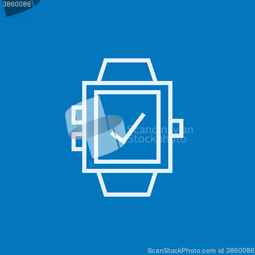 Image of Smartwatch with check sign line icon.
