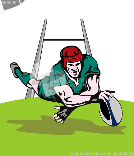 Image of Rugby player scroing a try