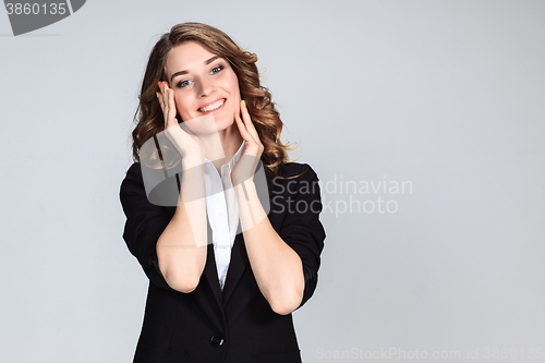 Image of The young woman\'s portrait with happy emotions