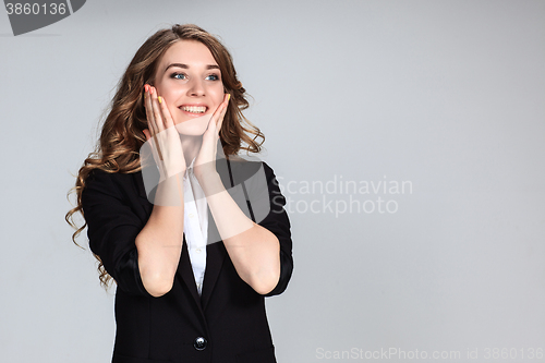 Image of The young woman\'s portrait with happy emotions