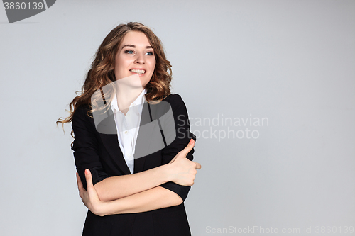 Image of The young woman\'s portrait with happy emotions