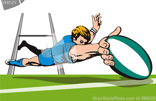 Image of Rugby player scoring a try