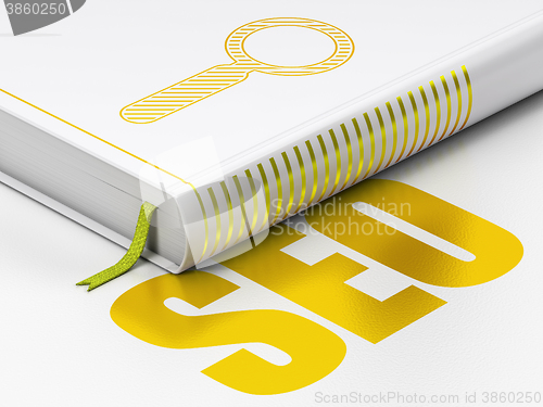 Image of Web design concept: book Search, SEO on white background