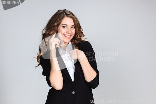 Image of The young woman\'s portrait with happy emotions