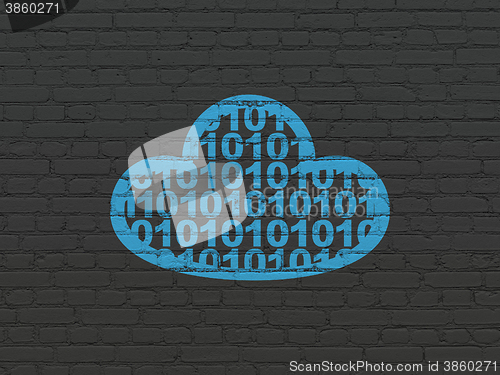 Image of Cloud computing concept: Cloud With Code on wall background