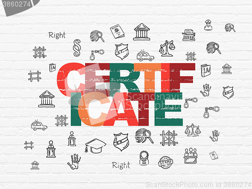 Image of Law concept: Certificate on wall background