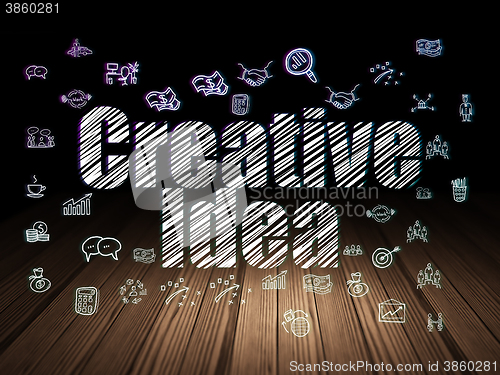 Image of Finance concept: Creative Idea in grunge dark room