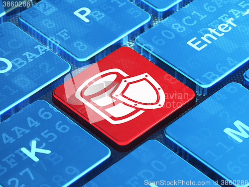 Image of Software concept: Database With Shield on computer keyboard background