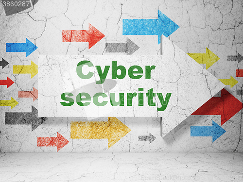 Image of Protection concept: arrow with Cyber Security on grunge wall background
