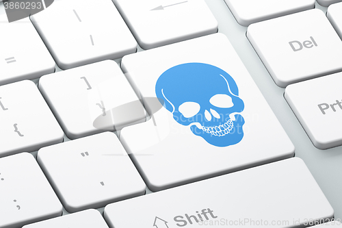 Image of Healthcare concept: Scull on computer keyboard background