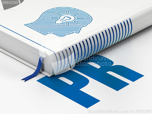 Image of Marketing concept: book Head With Light Bulb, PR on white background