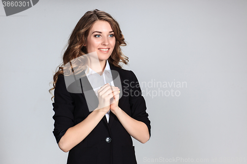 Image of The young woman\'s portrait with happy emotions