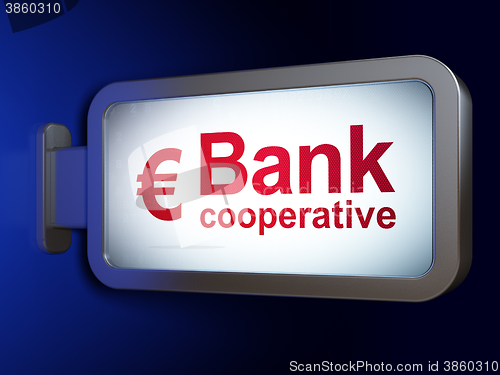 Image of Banking concept: Bank Cooperative and Euro on billboard background