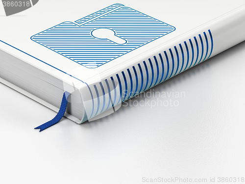 Image of Business concept: closed book, Folder With Keyhole on white background