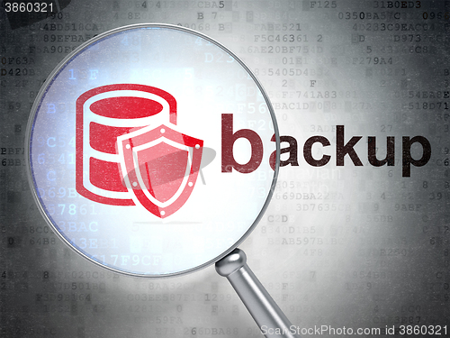 Image of Programming concept: Database With Shield and Backup with optical glass