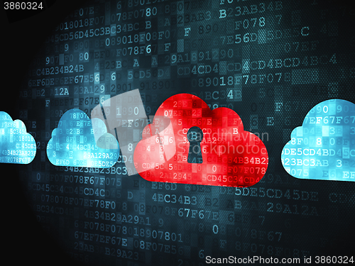 Image of Cloud networking concept: Cloud With Keyhole on digital background