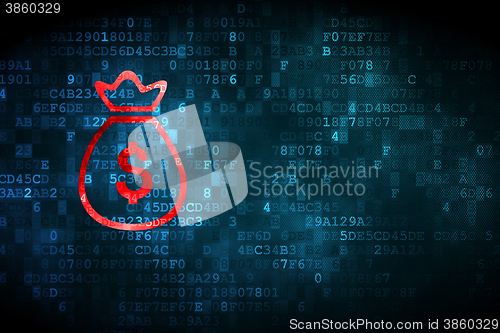 Image of Currency concept: Money Bag on digital background