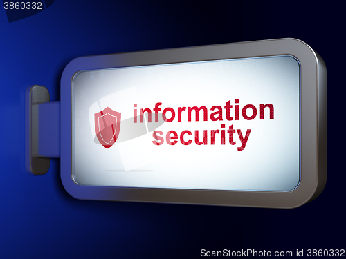 Image of Privacy concept: Information Security and Shield on billboard background