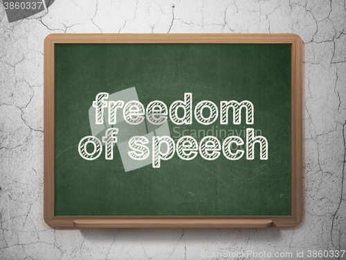 Image of Politics concept: Freedom Of Speech on chalkboard background