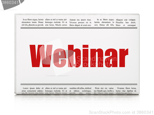 Image of Education concept: newspaper headline Webinar