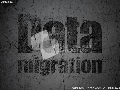 Image of Information concept: Data Migration on grunge wall background