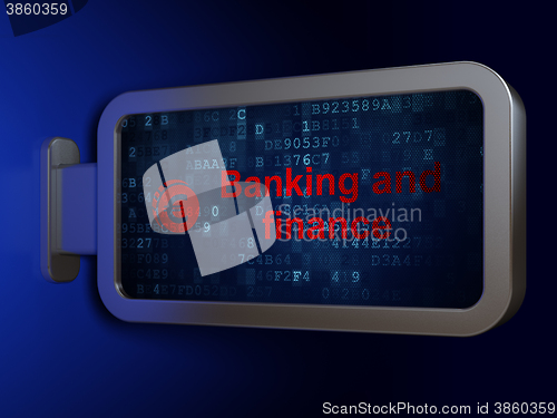 Image of Currency concept: Banking And Finance and Euro Coin on billboard background