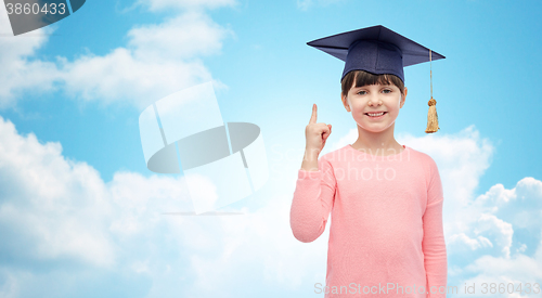 Image of happy girl in bachelor hat or mortarboard