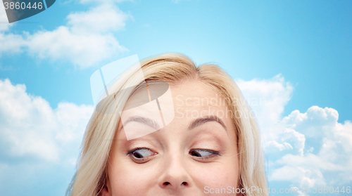 Image of happy young woman or teenage girl face