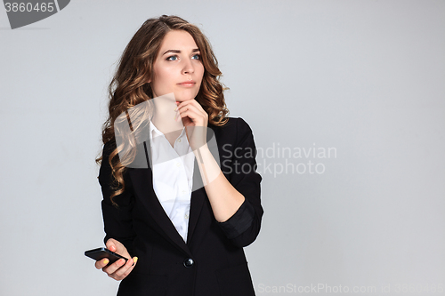 Image of The young woman\'s portrait with happy emotions