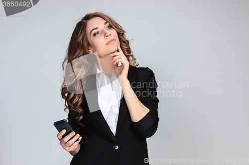 Image of The young woman\'s portrait with happy emotions