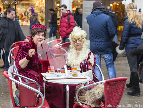 Image of Two Venetian Ladies - Venice Carnival 2014