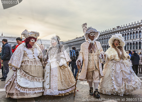 Image of Group of Disguised People - Venice Carnival 2014