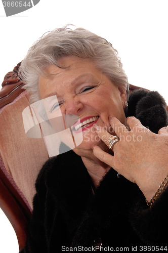 Image of Closeup of senior woman having fun.