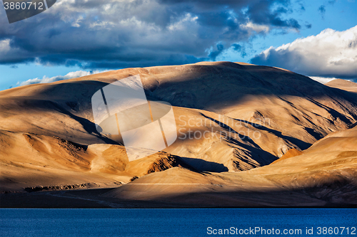 Image of Himalayas and Lake Tso Moriri on sunset. Ladakh