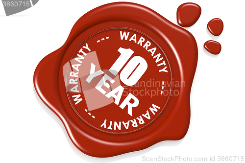 Image of Ten year warranty seal isolated on white background