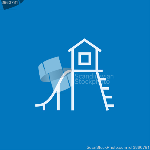 Image of Playhouse with slide line icon.