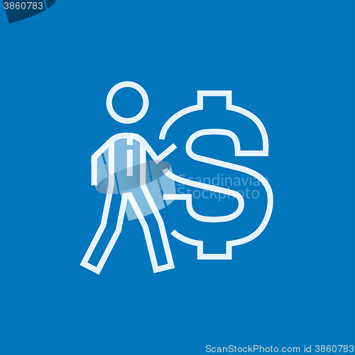 Image of Businessman with big dollar symbol line icon.