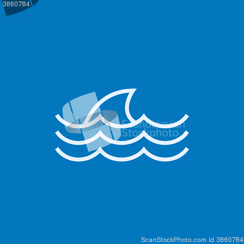 Image of Dorsal shark fin above water line icon.