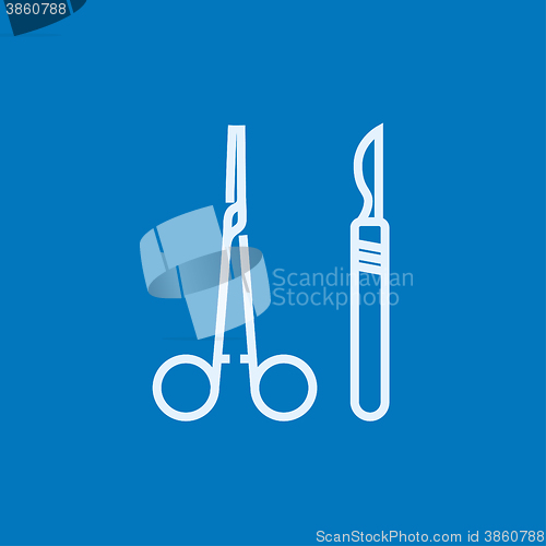 Image of Surgical instruments line icon.