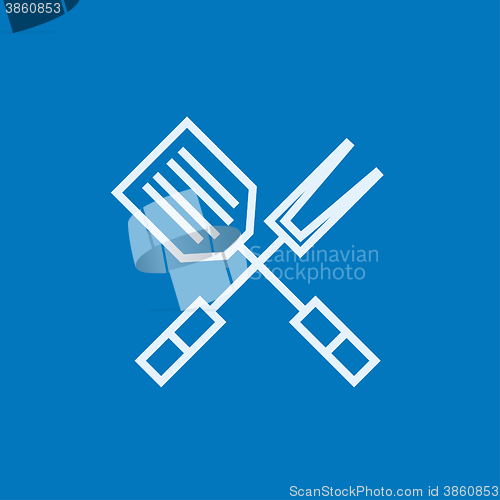 Image of Kitchen spatula and big fork line icon.