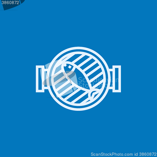 Image of Fish on grill line icon.