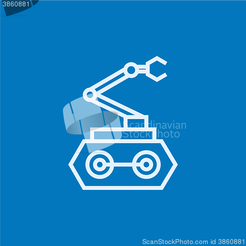 Image of Industrial mechanical robot arm line icon.