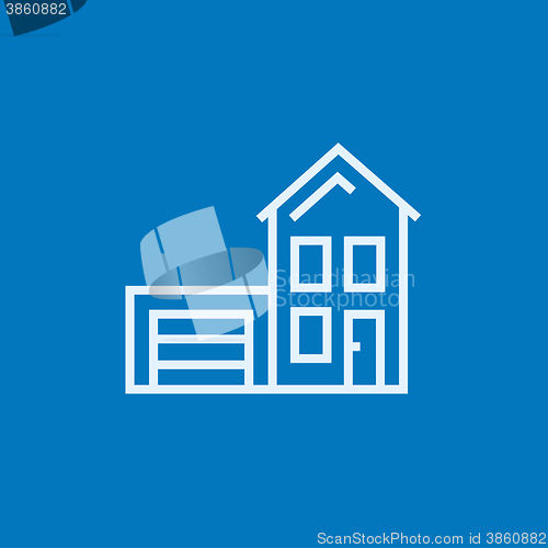 Image of House with garage line icon.