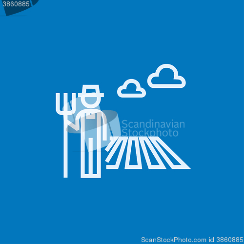 Image of Farmer with pitchfork line icon.