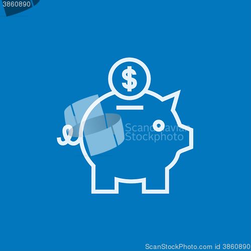 Image of Piggy bank with dollar coin line icon.
