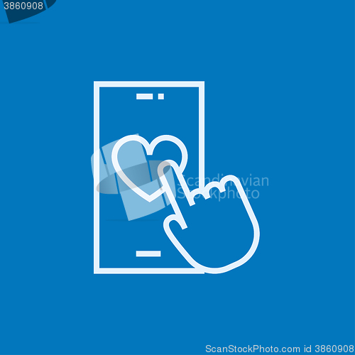 Image of Smartphone with heart sign line icon.