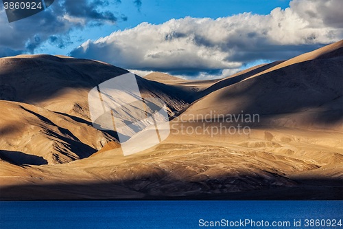 Image of Himalayas and Lake Tso Moriri on sunset. Ladakh