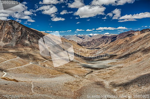 Image of Karakoram Range and road in valley, Ladakh, India